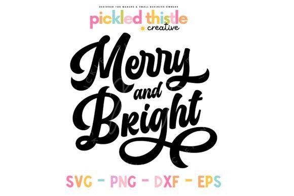 Merry and Bright Retro SVG - Christmas T
